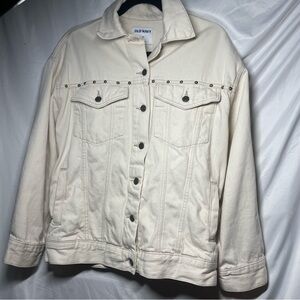 Studded Oversized Jean Trucker Jacket Metal Buttons/ Pockets Old Navy XS